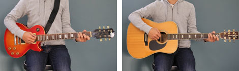 座って弾く場合